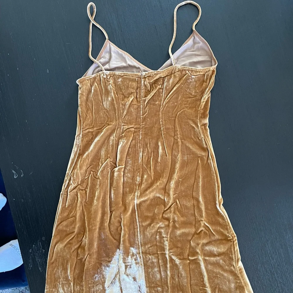 Reformation Gaia velvet slip dress in gold - Picture 3 of 5